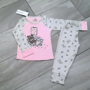 Baby Girl Teddybear Long Sleeve Pajam Set Pink